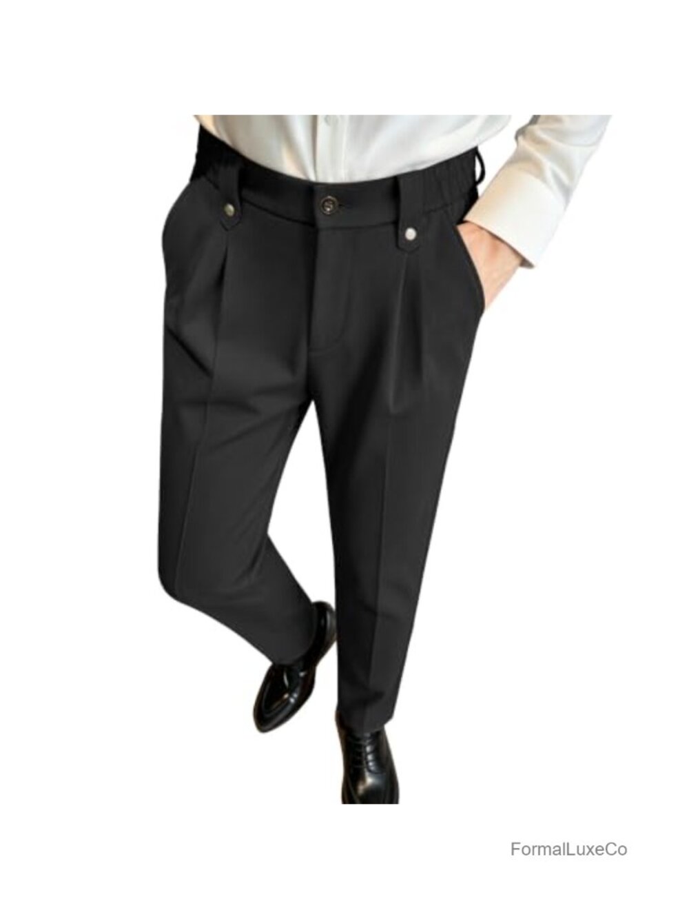 Men's Dress Pants Regular Fit Pleated 4-Way Stretch Business Casual Slacks